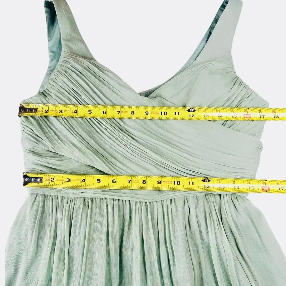 J. Crew Silk Chiffon Heidi Dress Dusty Shale Green 14 Formal Wedding Party 93100